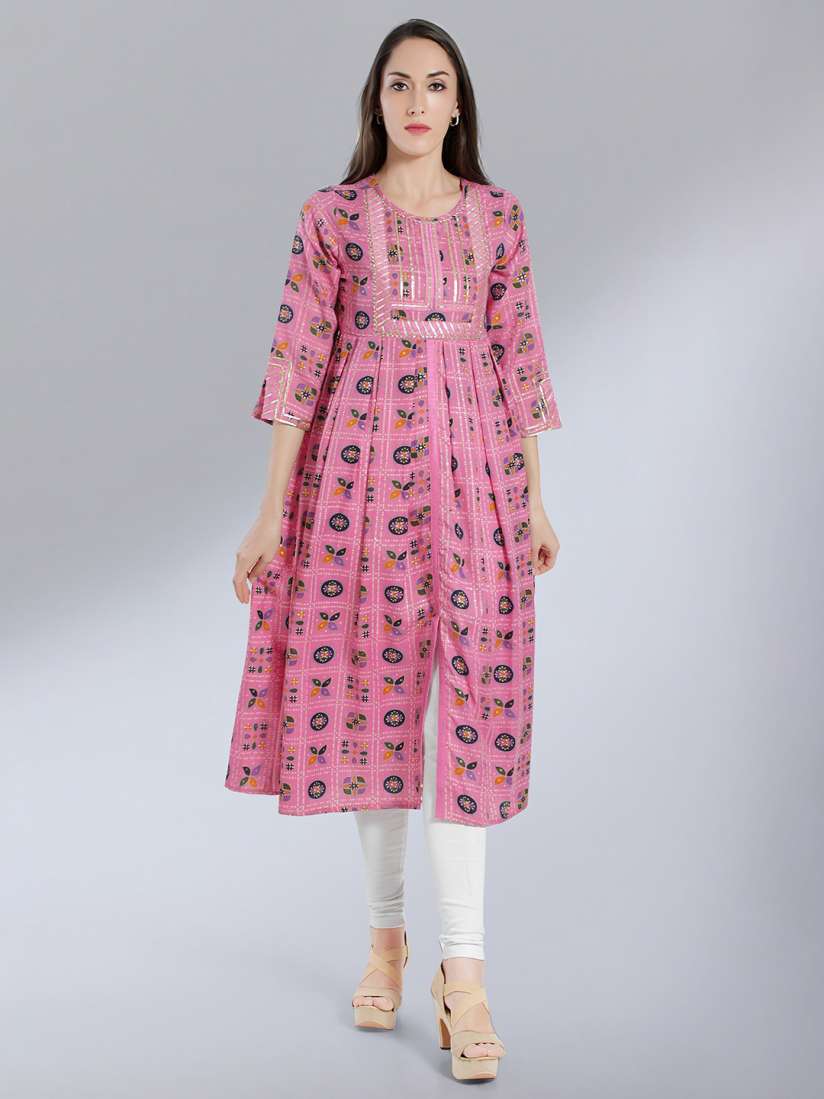 Buy MADHURAM Women Pink Bandhani Printed Anarkali Kurti Kurtis for Women 18034864 Myntra