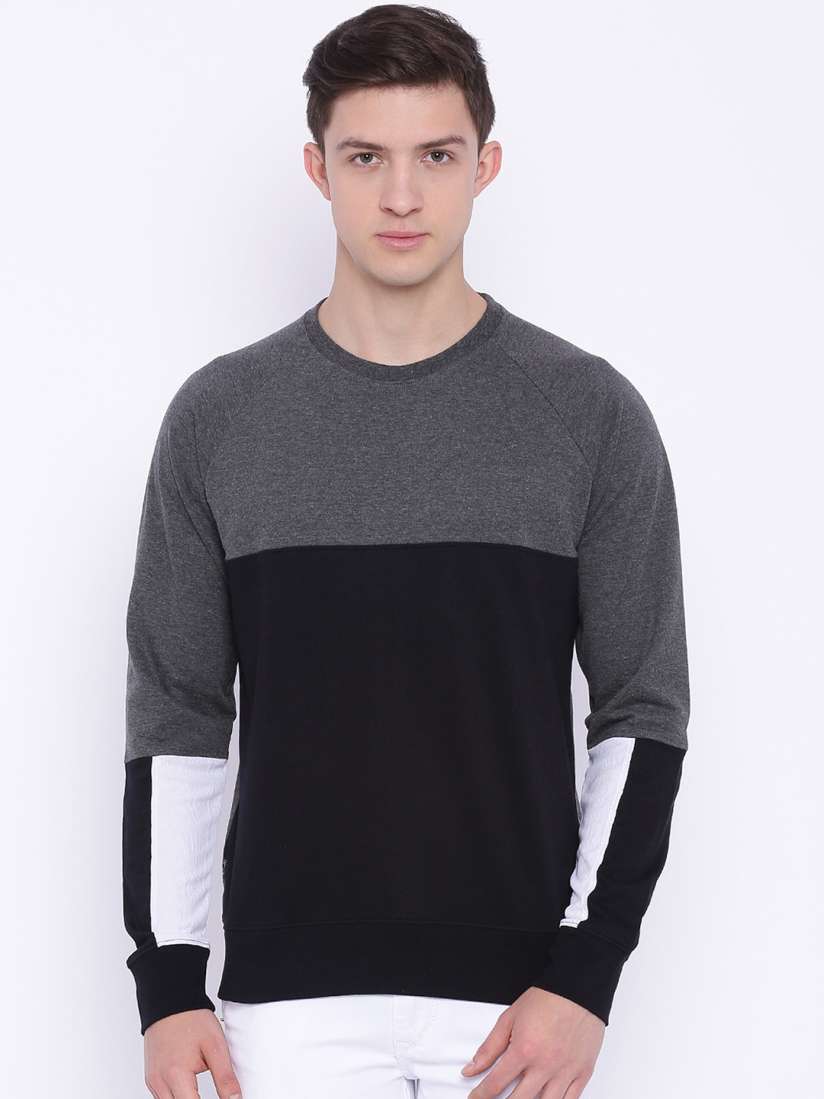 Buy Blue Saint Grey Black Colourblocked Sweatshirt Sweatshirts for Men Myntra