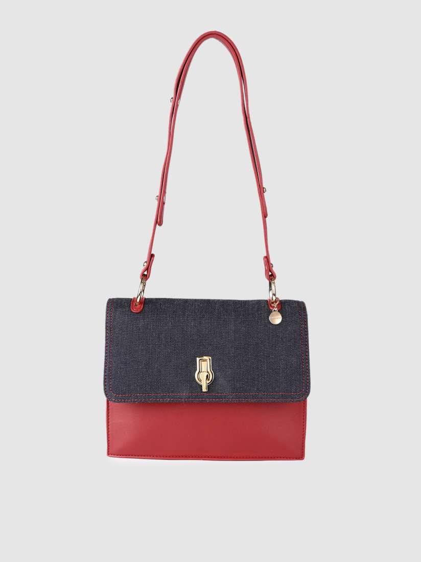 Buy Caprese Red Blue Colourblocked Structured Shoulder Bag Handbags for Women 18035988 Myntra