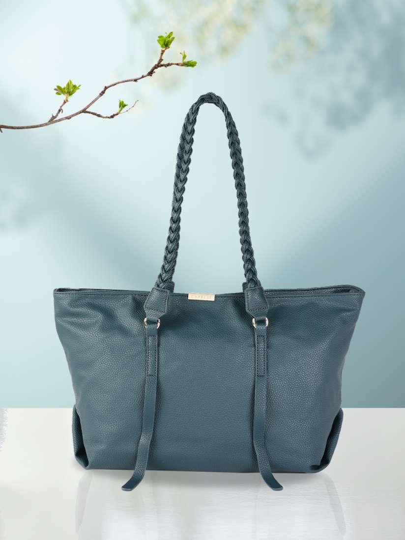 Buy Caprese Teal Textured Structured Laptop Tote Bag Handbags for Women 18036202 Myntra