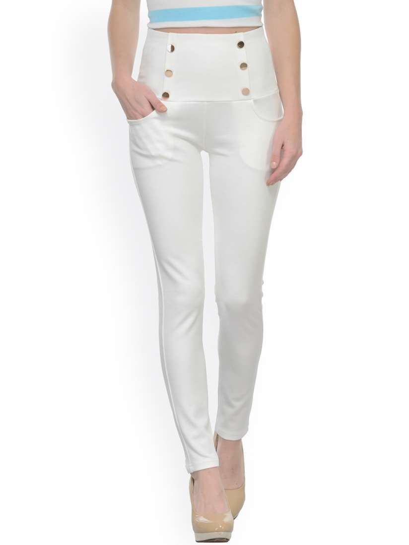 White jeggings myntra hot sale
