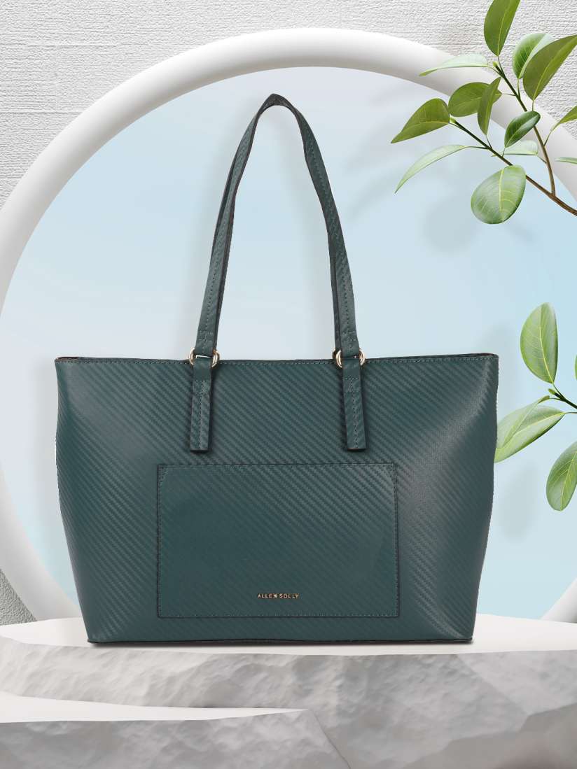 Buy Allen Solly Teal Green Textured Oversized Structured Shoulder Bag Handbags for Women 18037036 Myntra