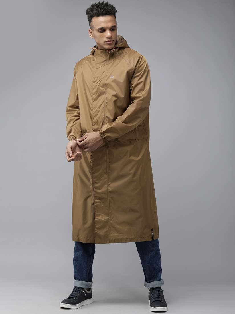 Buy Wildcraft Men Khaki Solid Hooded Waterproof Rain Jacket Rain Jacket for Men 18040164 Myntra