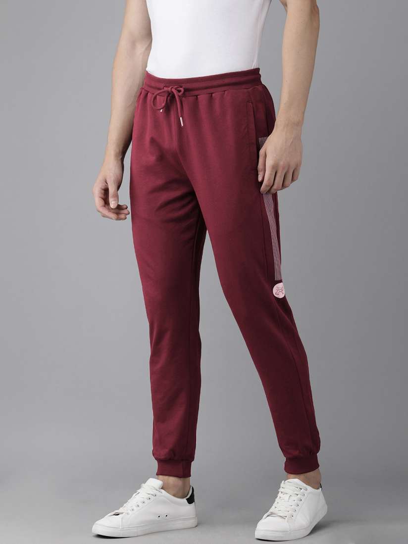 Buy Van Heusen ACADEMY Men Maroon Solid Pure Cotton Joggers Track Pants for Men 18044790 Myntra