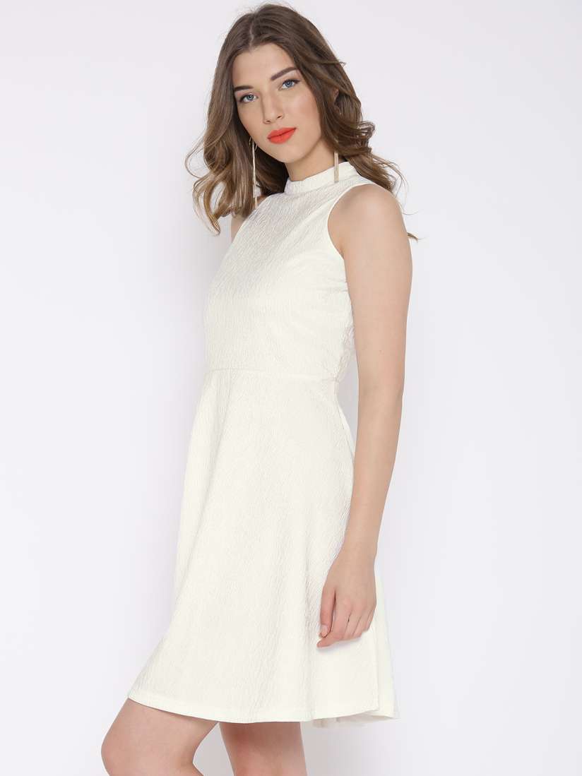 Buy AND Women White Self Design Fit Flare Dress Dresses for Women 1805509 Myntra