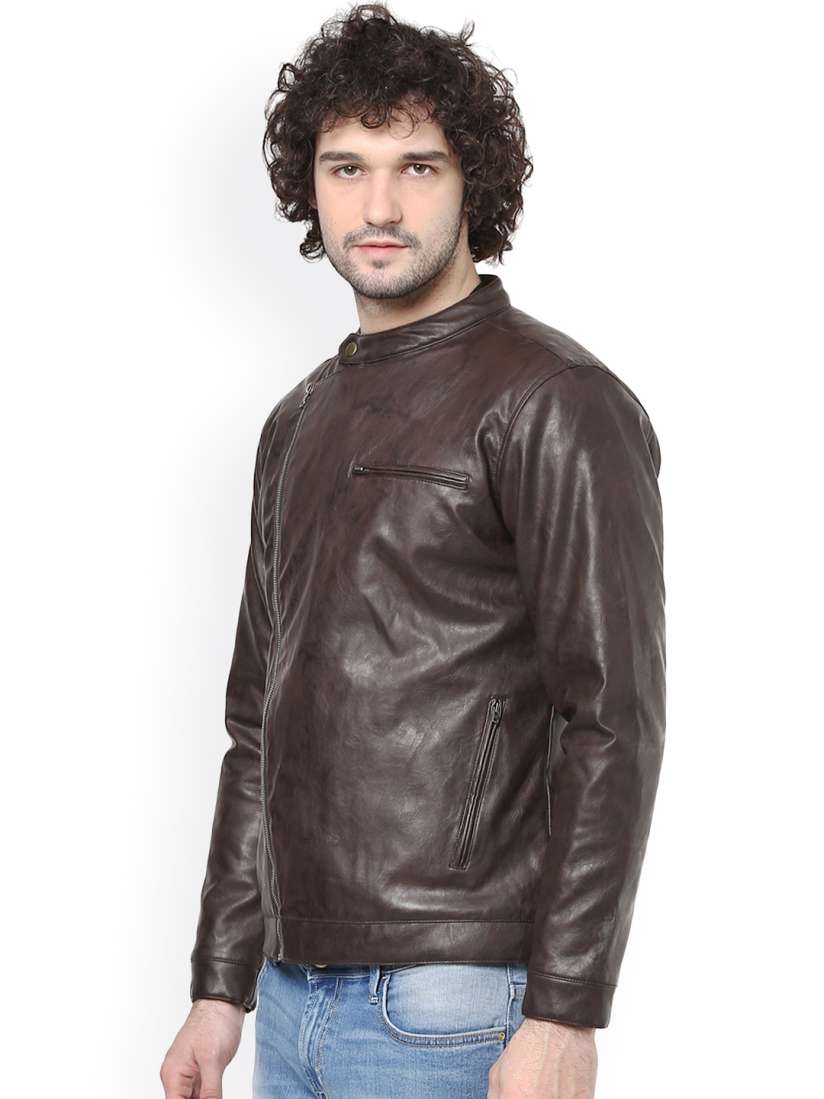 Buy Atorse Brown Faux Leather Biker Jacket Jackets for Men Myntra