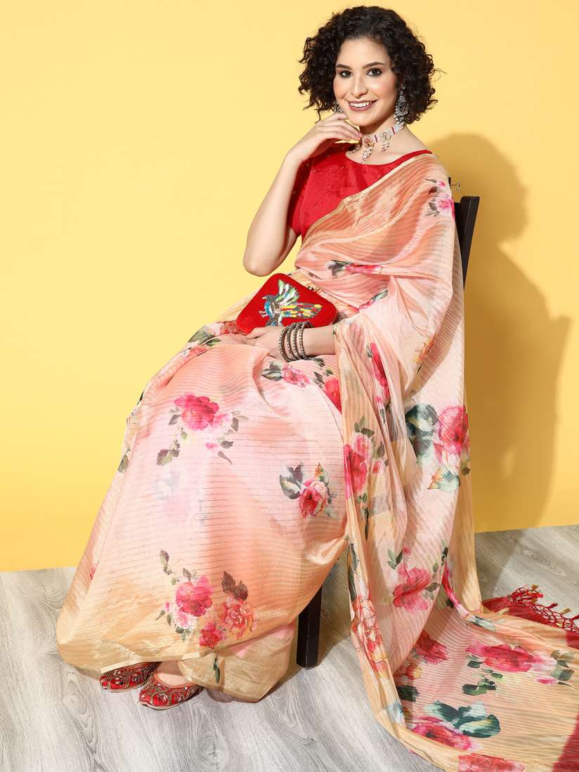 Buy Mitera Floral Saree with Printed border Sarees for Women 18057338 Myntra