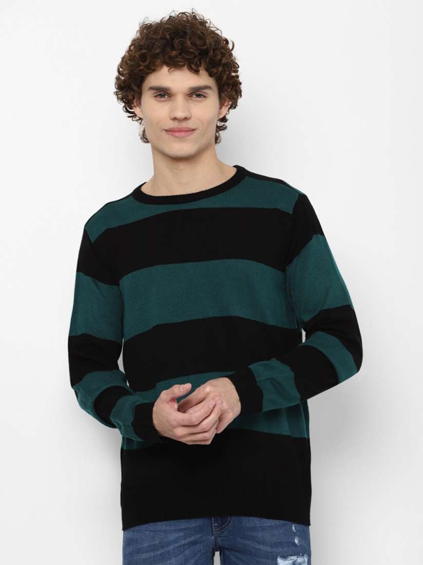 Buy FOREVER 21 Men Black Green Striped Pullover Sweaters for Men 18060414 Myntra