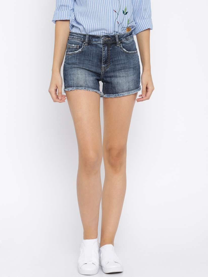 Buy Deal Jeans Women Blue Slim Fit Denim Shorts Shorts for Women 1806081 Myntra