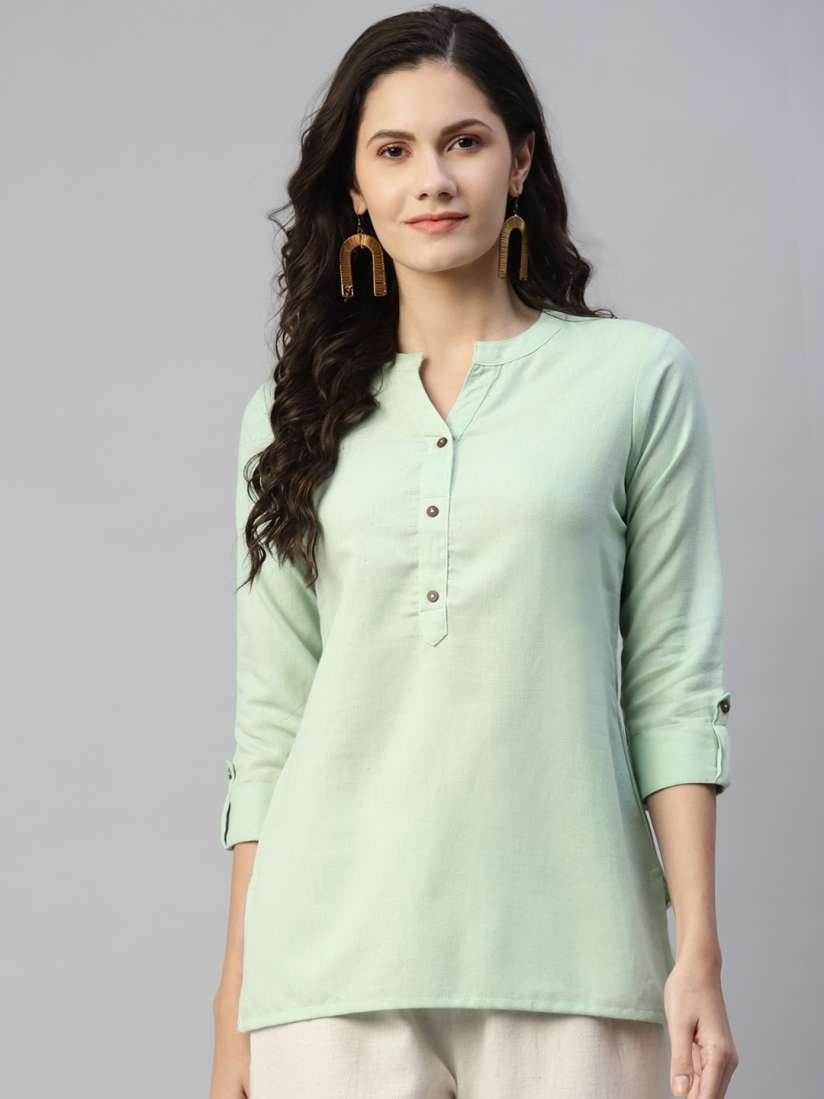 Buy MALHAAR Green Pure Cotton Kurti Kurtis for Women 18068374 Myntra