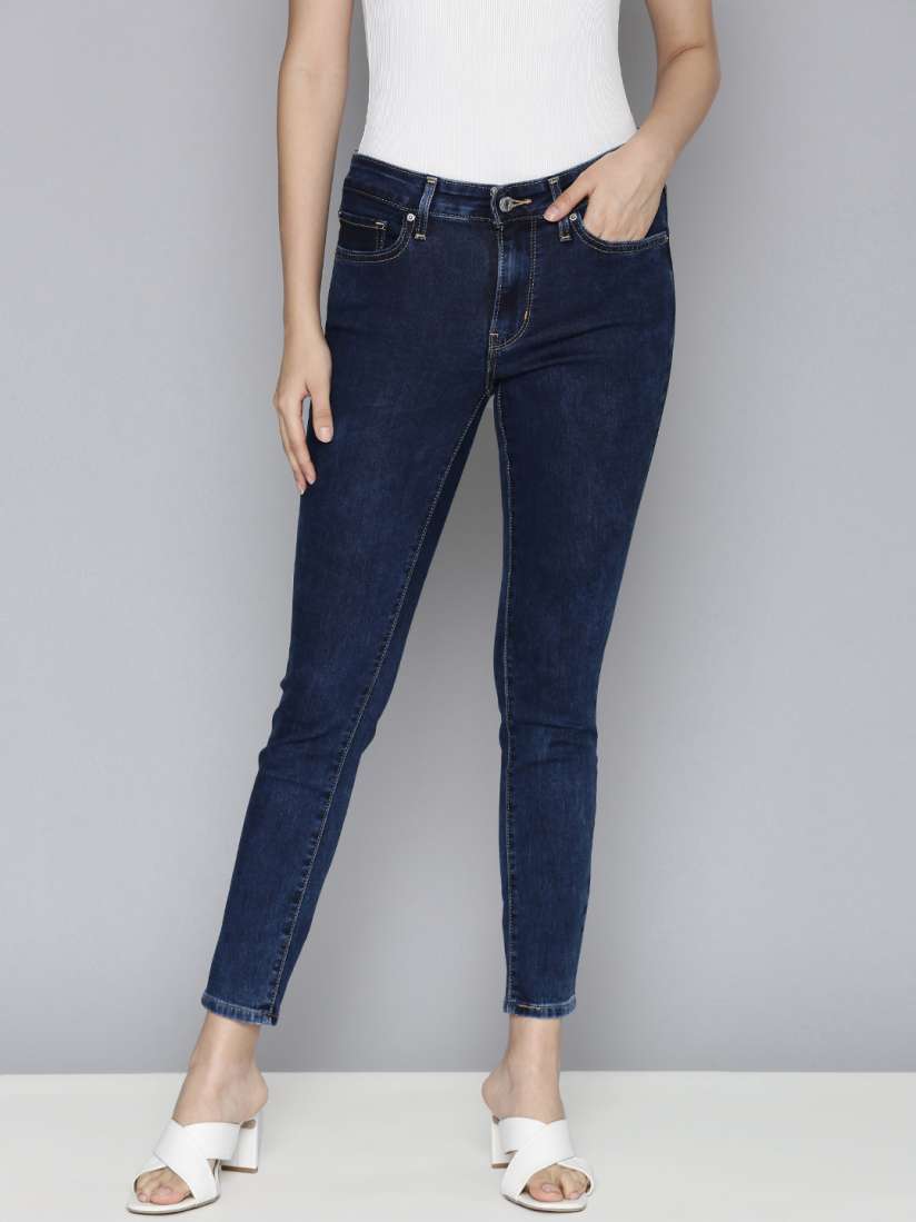 Buy Levis Women Navy Blue 711 Skinny Fit Heavy Fade Stretchable Jeans Jeans for Women 18069248 Myntra