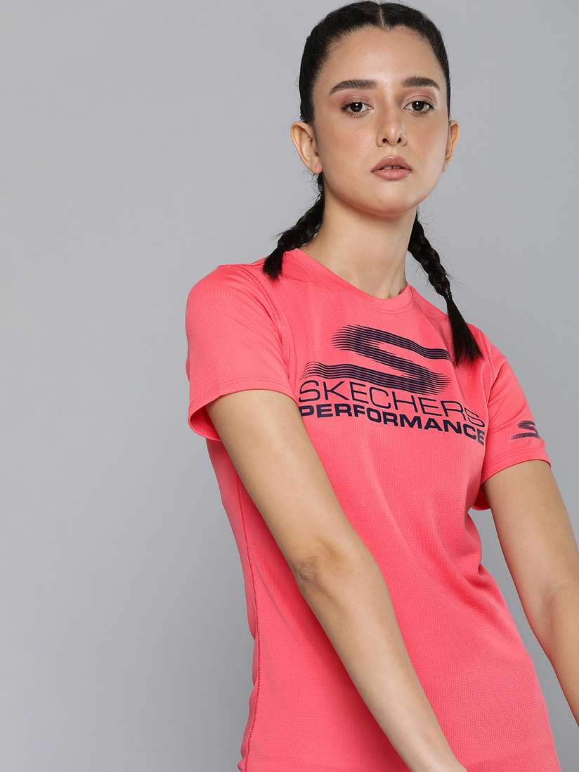 Skechers t shirt womens red cheap