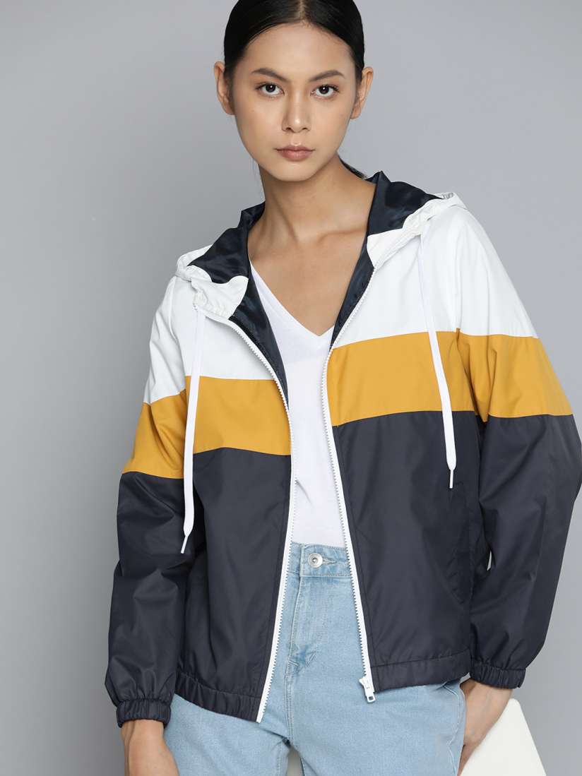 Buy ether Women Navy Blue White Striped Bomber Jacket Jackets for Women 18071608 Myntra