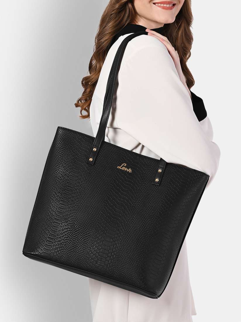 Buy Lavie Pavo Nov Black Textured PU Structured Shoulder Bag Handbags for Women 18079854 Myntra
