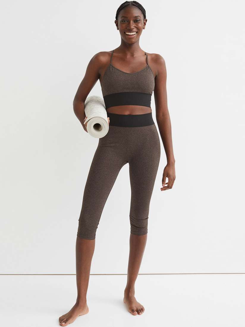 Buy H M Women Brown Black High Waist Sports Tights Tights for Women 18084256 Myntra
