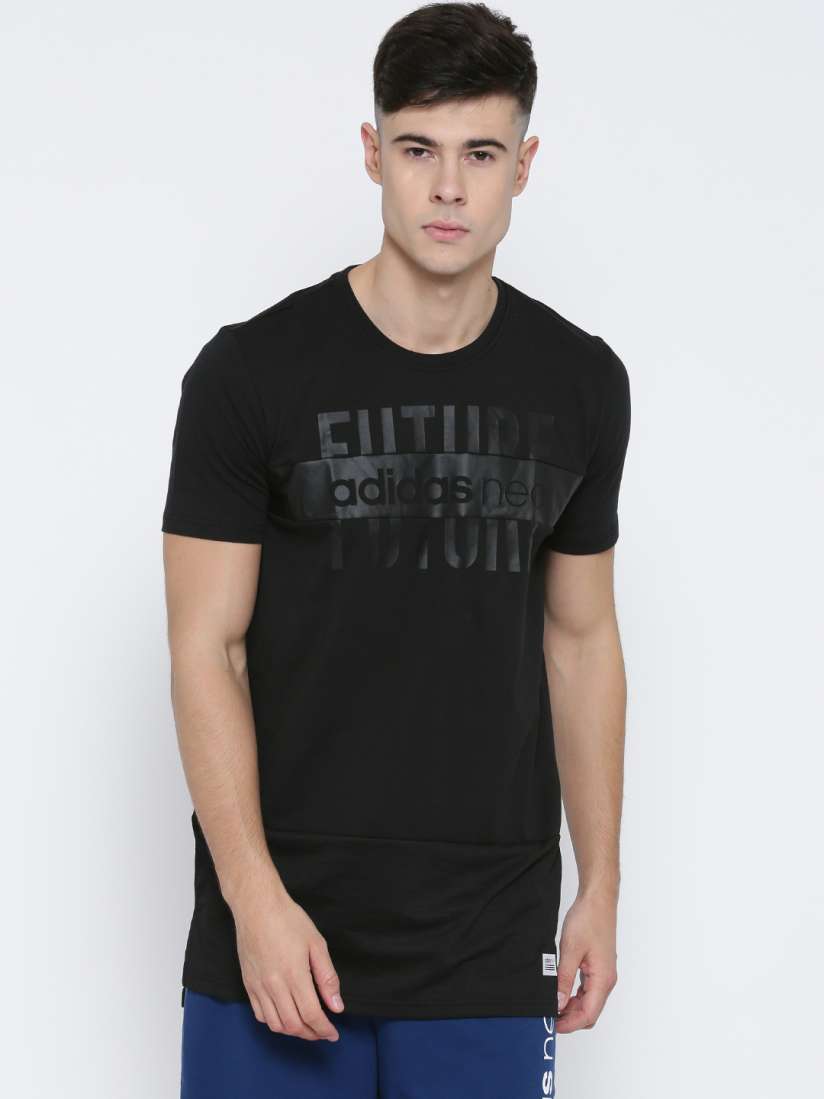 Buy ADIDAS NEO Men Black UP ELNG Printed Round Neck Longline T shirt Tshirts for Men 1808658 Myntra