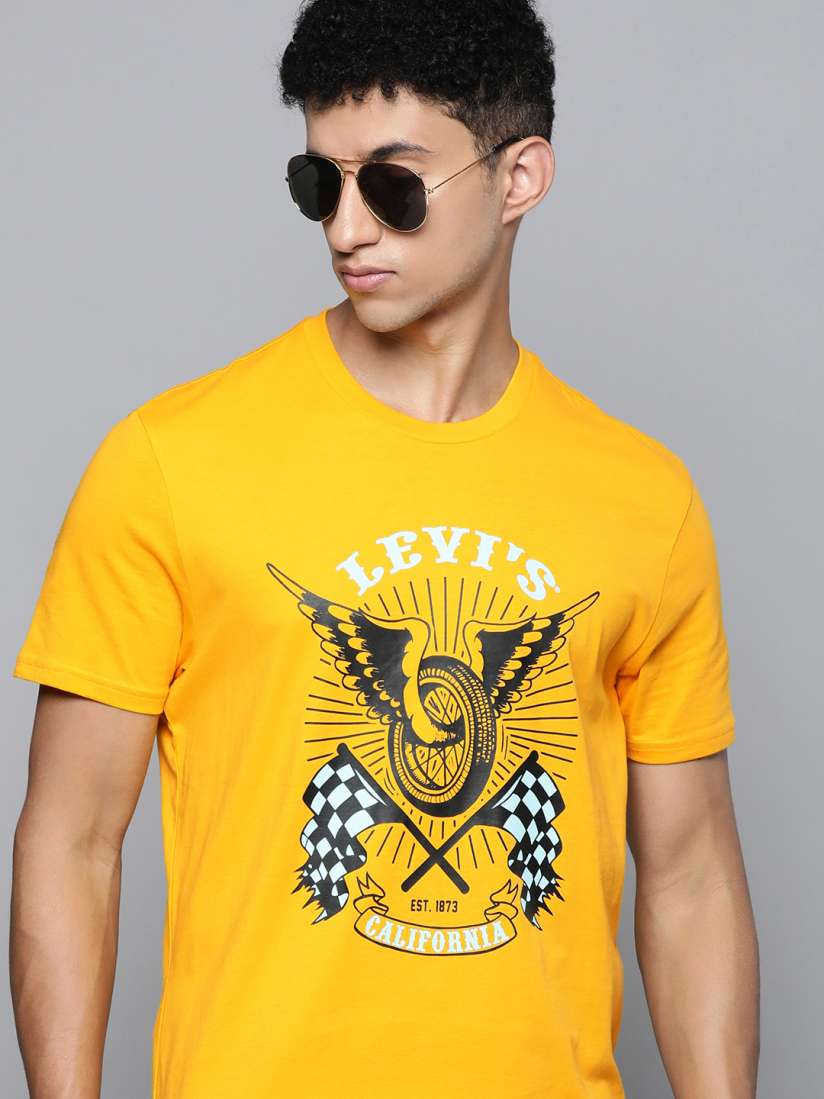 Buy Levis Men Yellow Printed Pure Cotton T shirt Tshirts for Men 18087744 Myntra