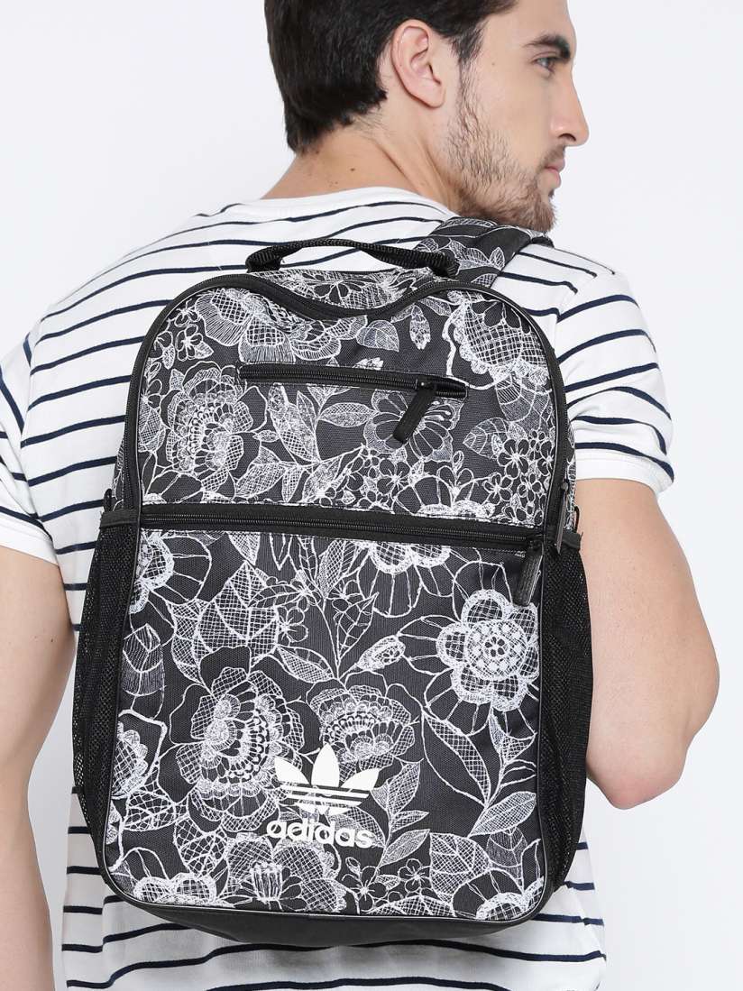 Black and white floral backpack online