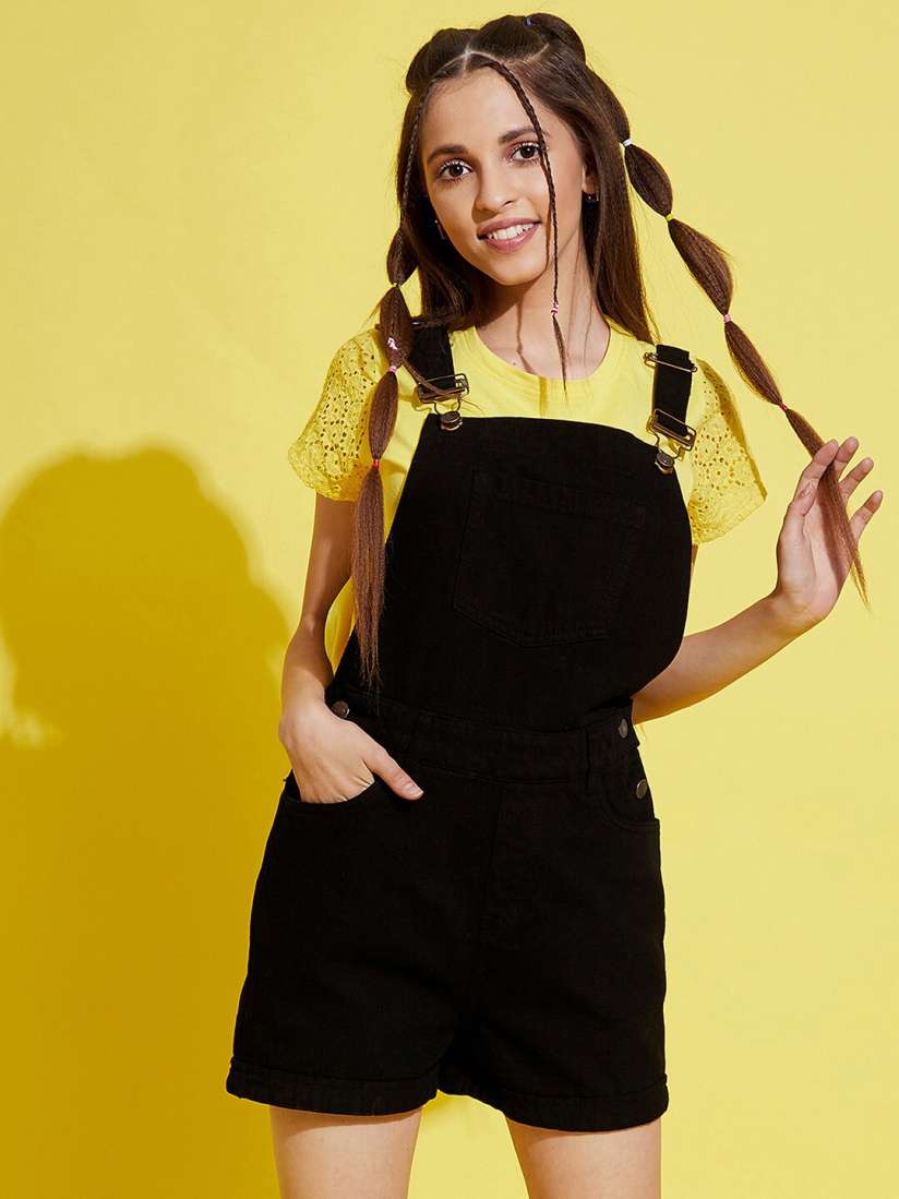 Buy Noh Voh SASSAFRAS Kids Girls Black Jumpsuit Jumpsuit for Girls 18090266 Myntra