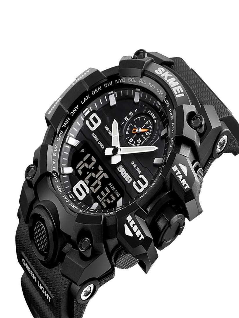 Skmei black analog watch discount