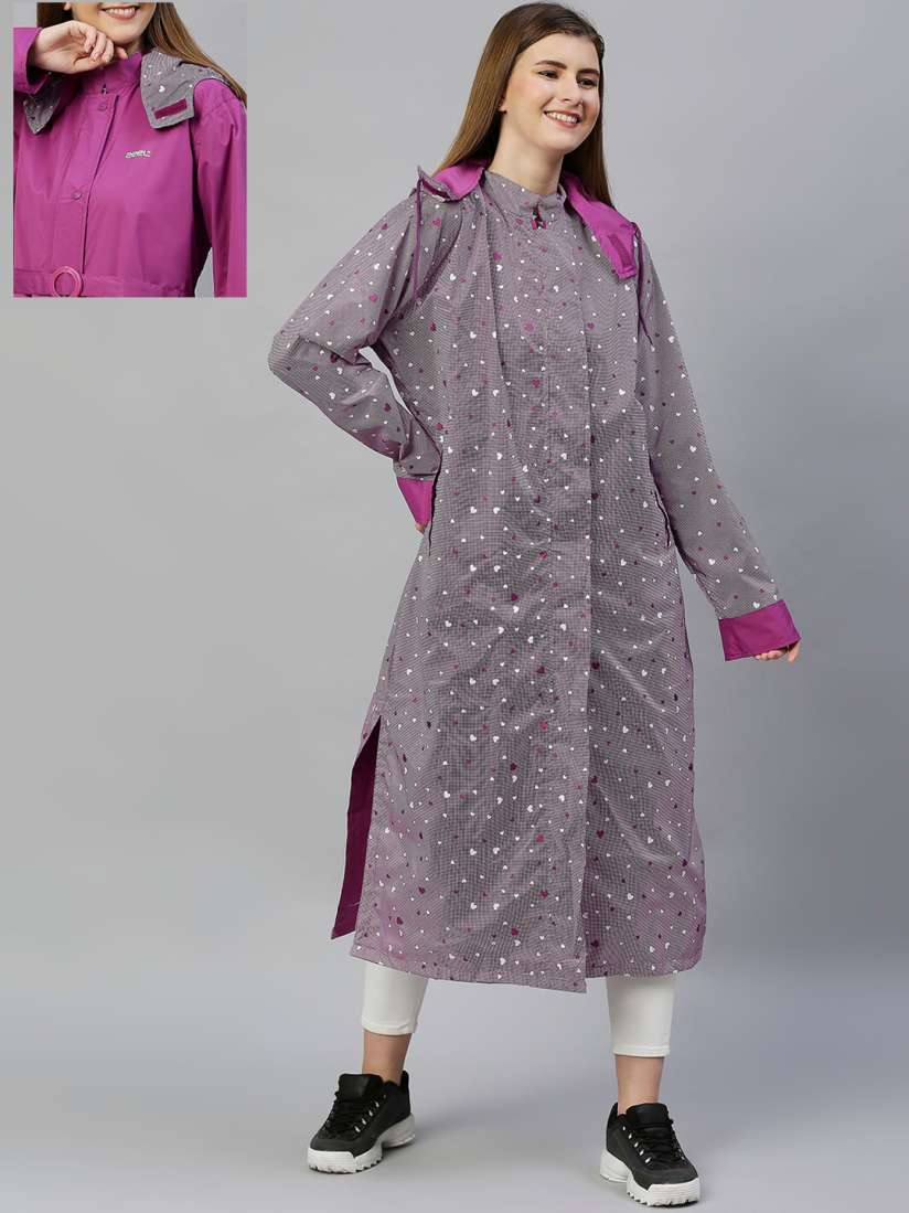 Buy Zeel Women Purple Solid Reversible Rain Coat Rain Jacket for Women 18104242 Myntra