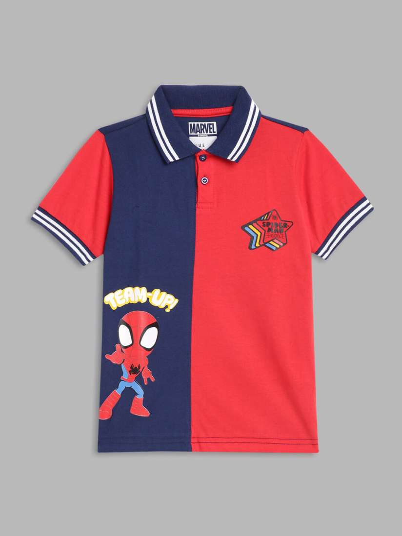 Buy Blue Giraffe Boys Red Navy Blue Spider Man Printed Polo Collar T shirt Tshirts for Boys 18105580 Myntra