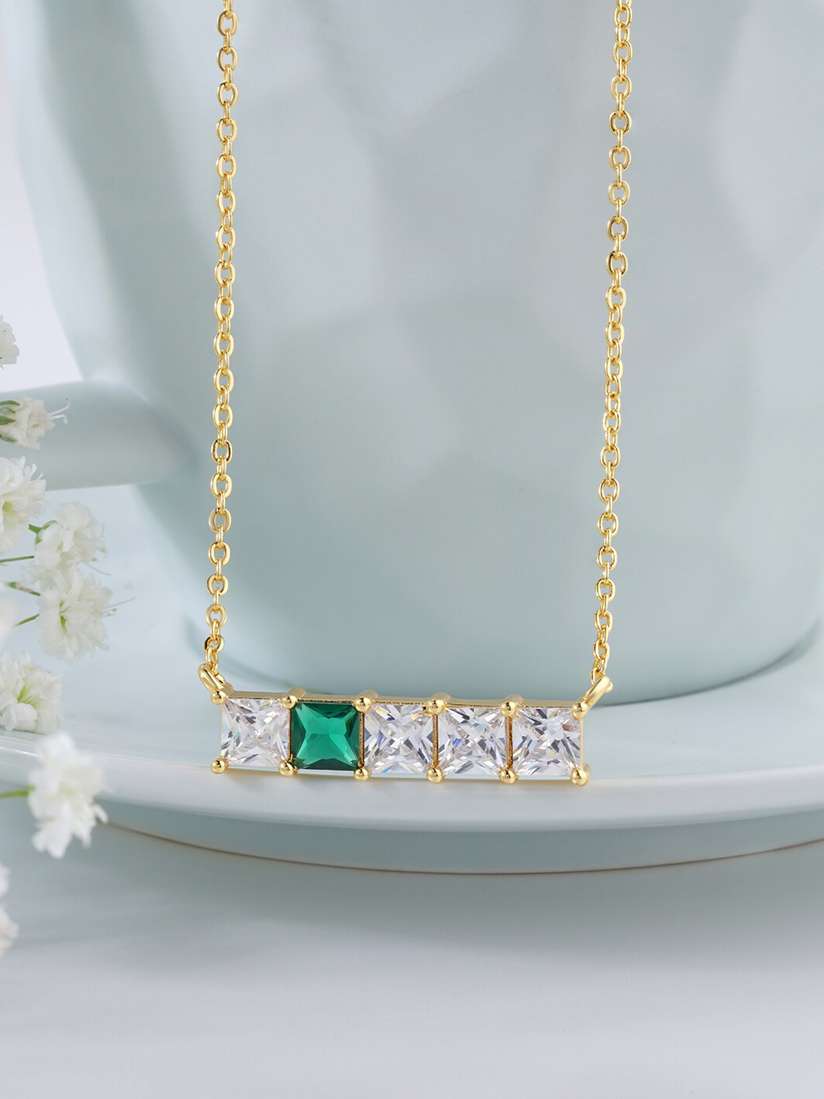 crystal pendant gold rectangle pendant necklace
