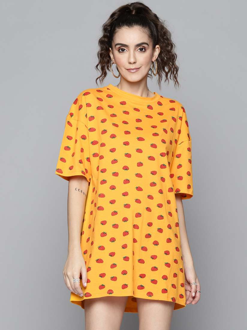 Mustard yellow t shirt dress sales