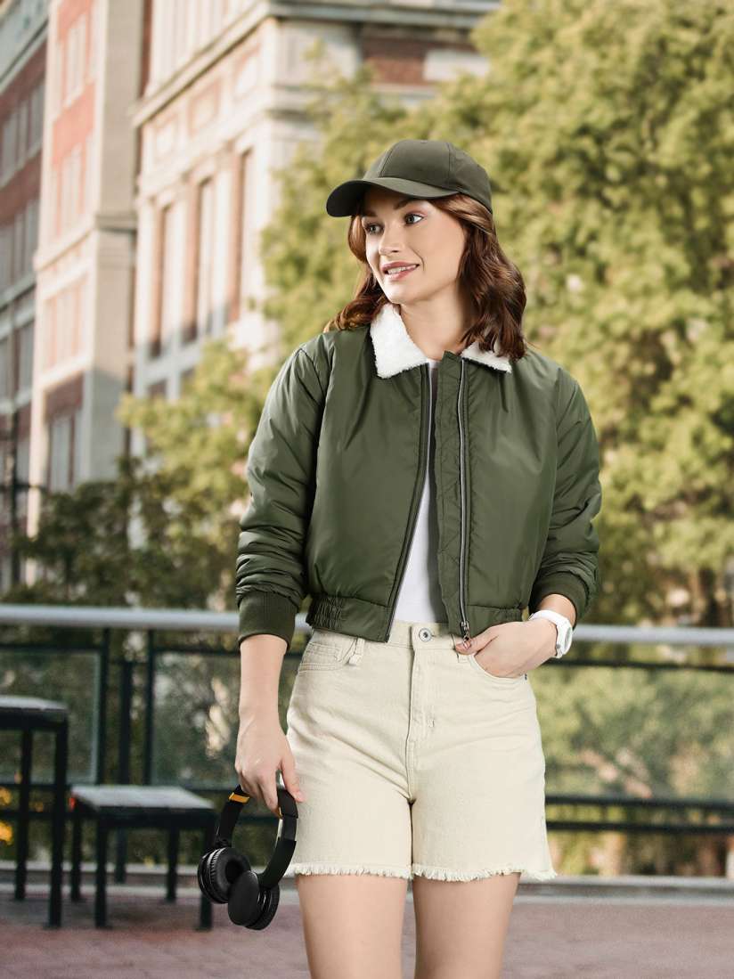 Bomber jacket womens olive green shop