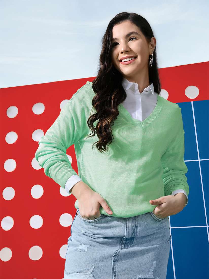 Buy Harvard Women Green Solid Acrylic Pullover Sweaters for Women 18111046 Myntra
