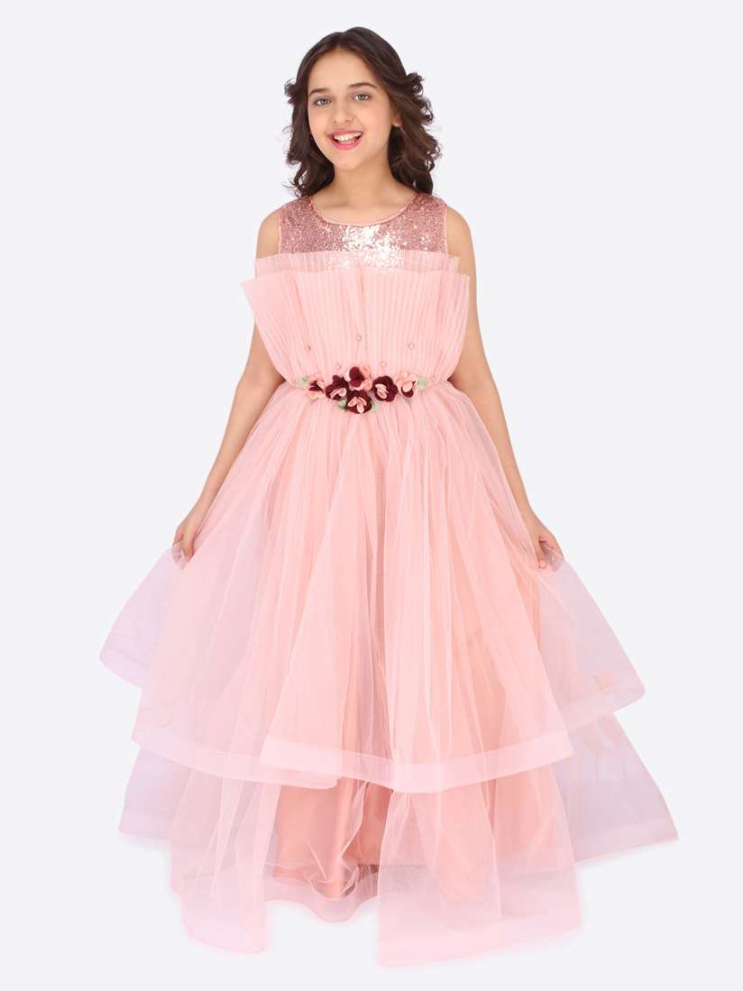 Buy CUTECUMBER Girls Peach Net Gown Dresses for Girls 18116510 Myntra
