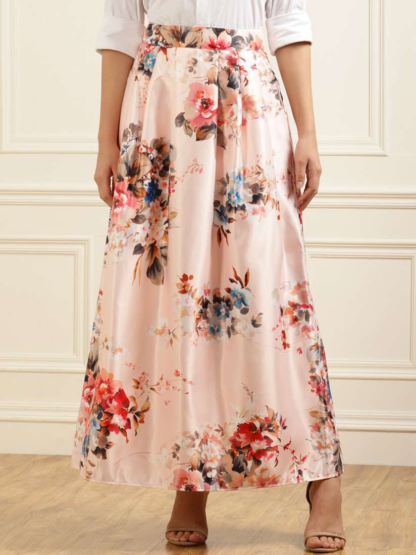 Buy Rinascimento Women Pink Floral Printed Flared Midi Skirt Skirts for Women 18117636 Myntra