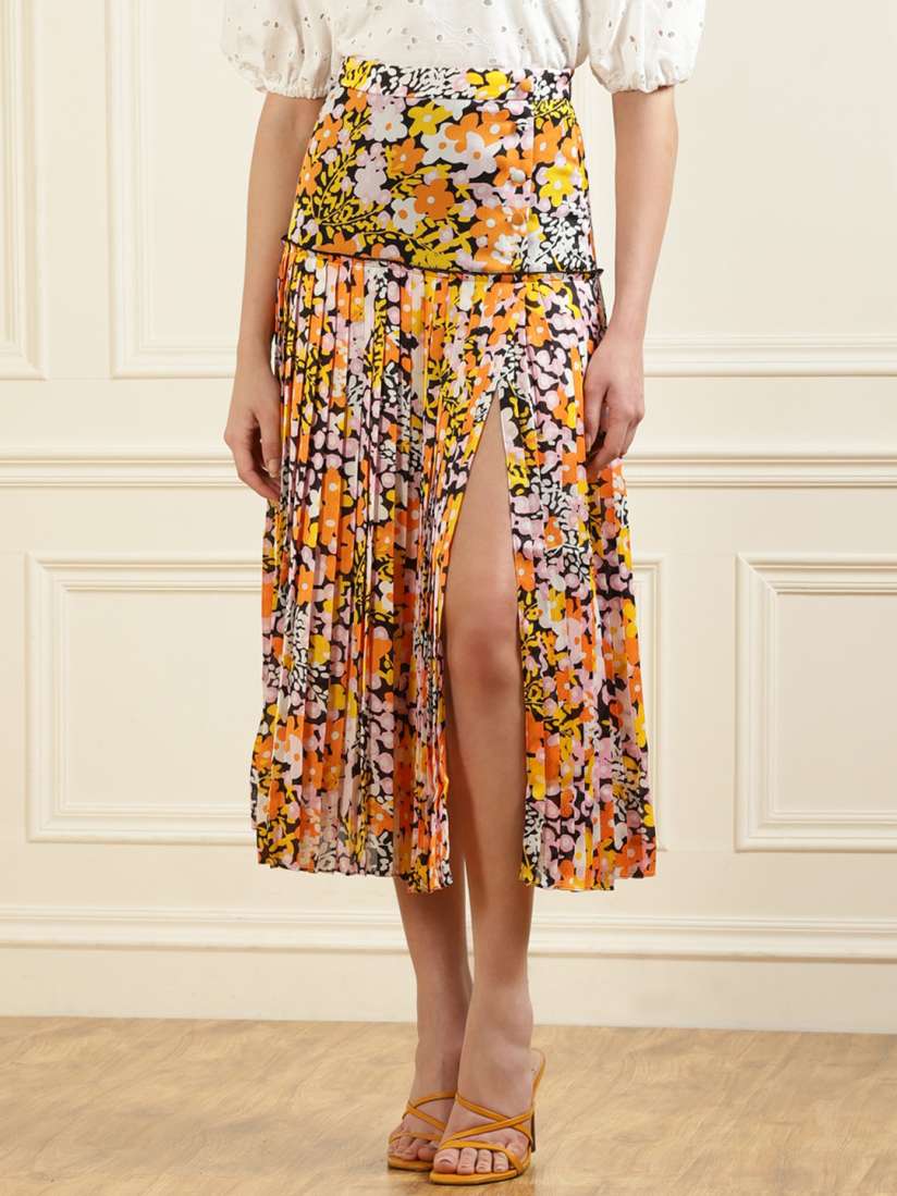 Buy Ted Baker Women Black Yellow Printed Straight Maxi Skirt Skirts for Women 18117642 Myntra