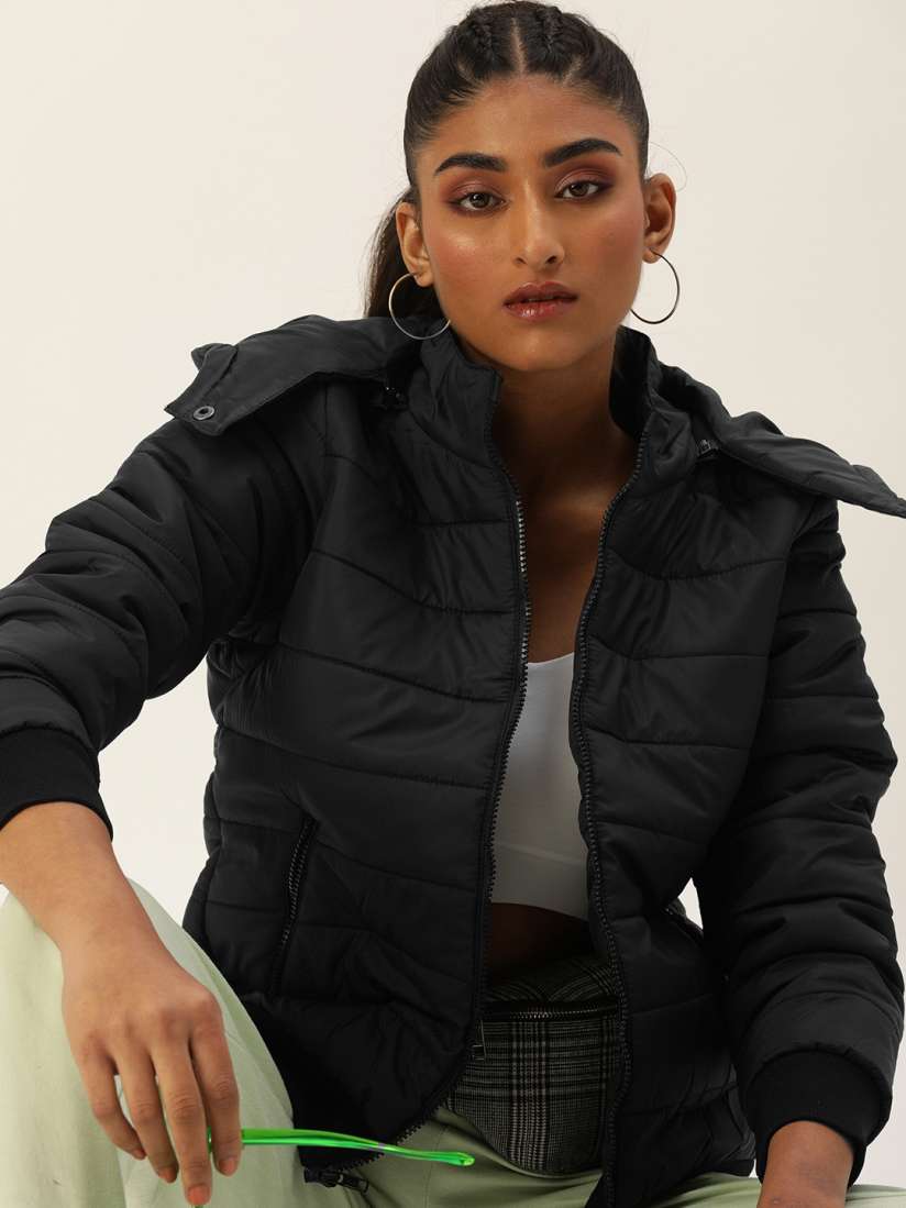 Black lightweight padded jacket women's 2025