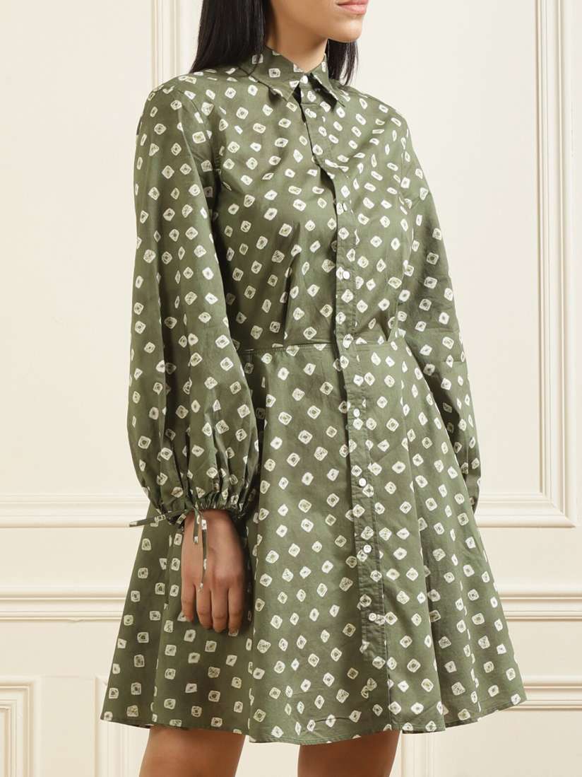 Buy Polo Ralph Lauren Green White Printed Puff Sleeves Skater Dress Dresses for Women 18120062 Myntra