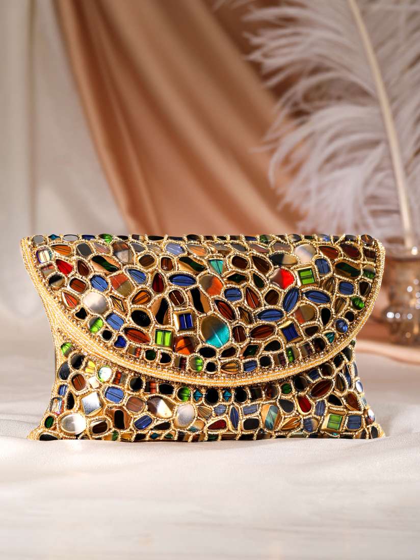 Buy Rubans Gold Toned Red Embellished Purse Clutch Clutches for Women 18122286 Myntra