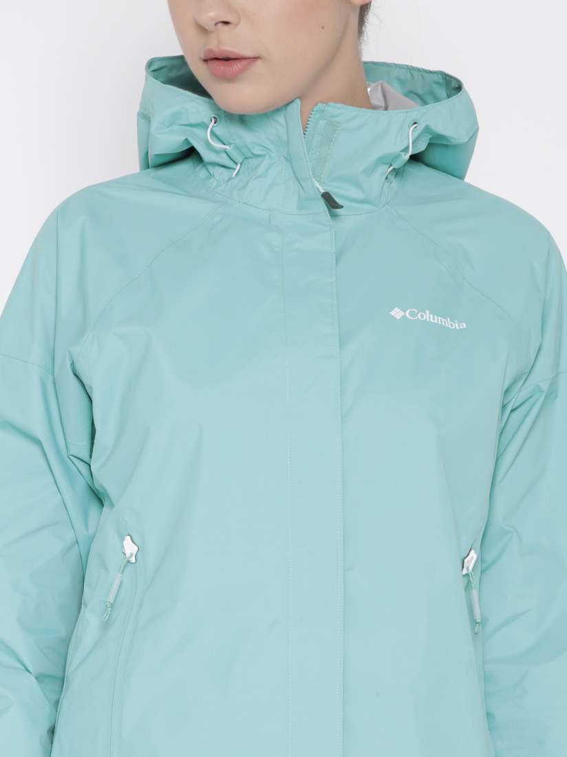 Buy Columbia Blue Sleeker Hooded Outdoor Rain Jacket Rain Jacket for Women Myntra