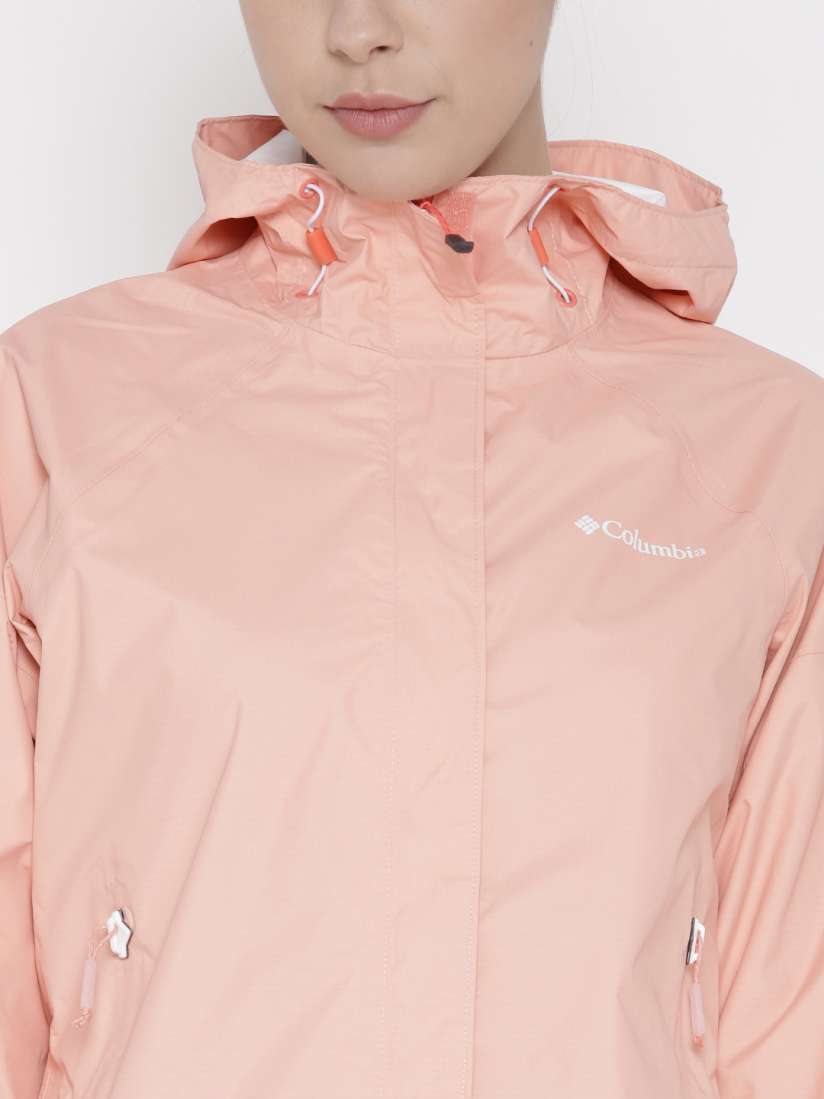 Buy Columbia Peach Coloured Sleeker Hooded Outdoor Rain Jacket Rain Jacket for Women Myntra