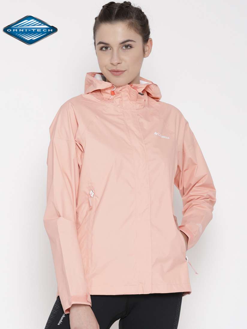 Buy Columbia Peach Coloured Sleeker Hooded Outdoor Rain Jacket Rain Jacket for Women Myntra
