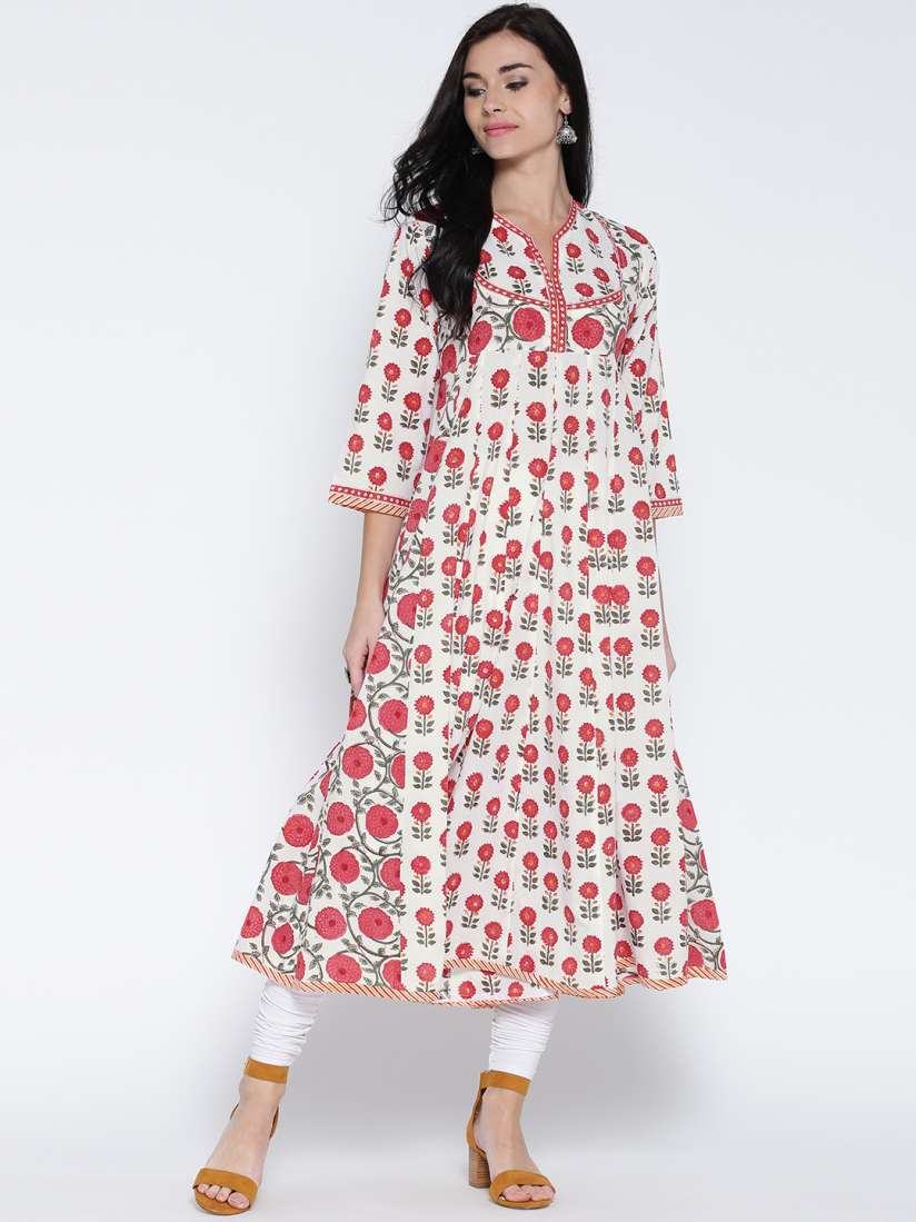 White anarkali myntra 2025