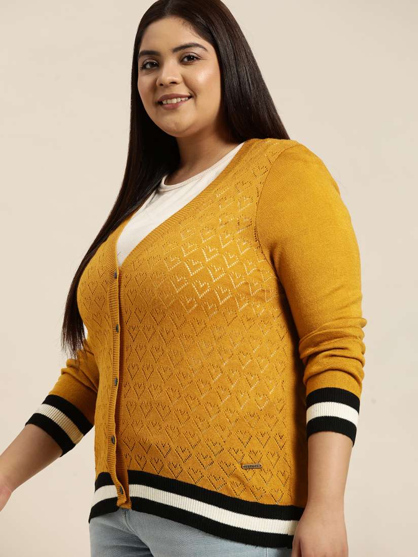 Yellow cardigan plus size best sale