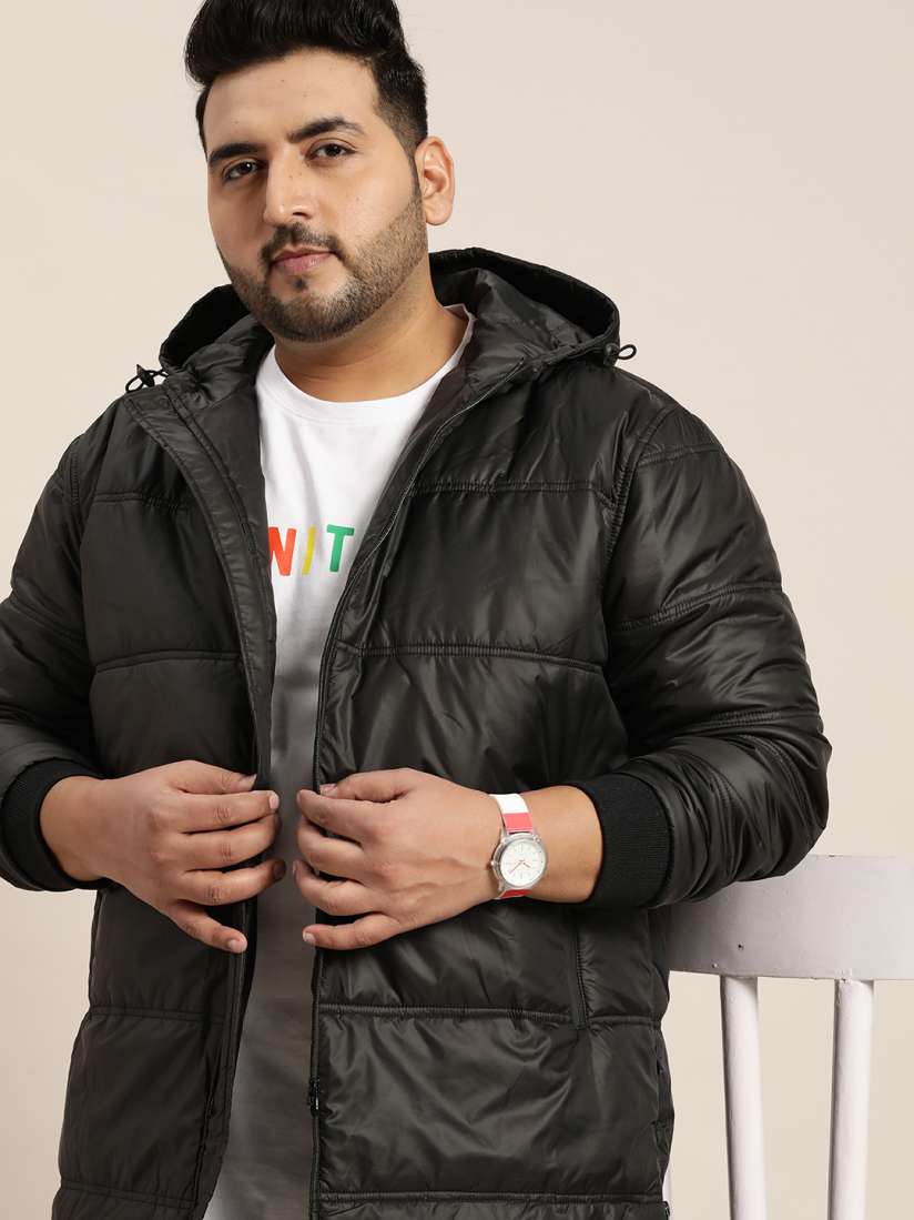 Buy Sztori Plus Size Men Black Longline Puffer Hooded Jacket Jackets for Men 18131902 Myntra