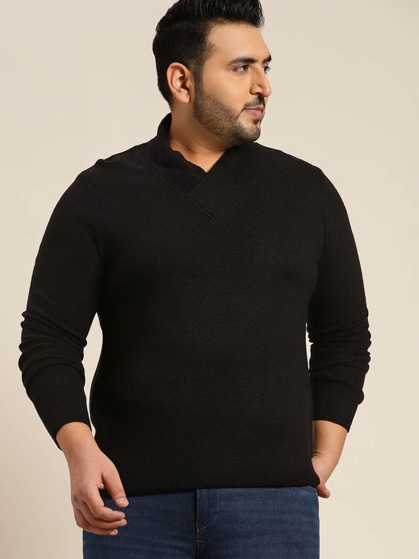 Buy Sztori Men Plus Size Black Solid Acrylic Textured Sweater Sweaters for Men 18131982 Myntra