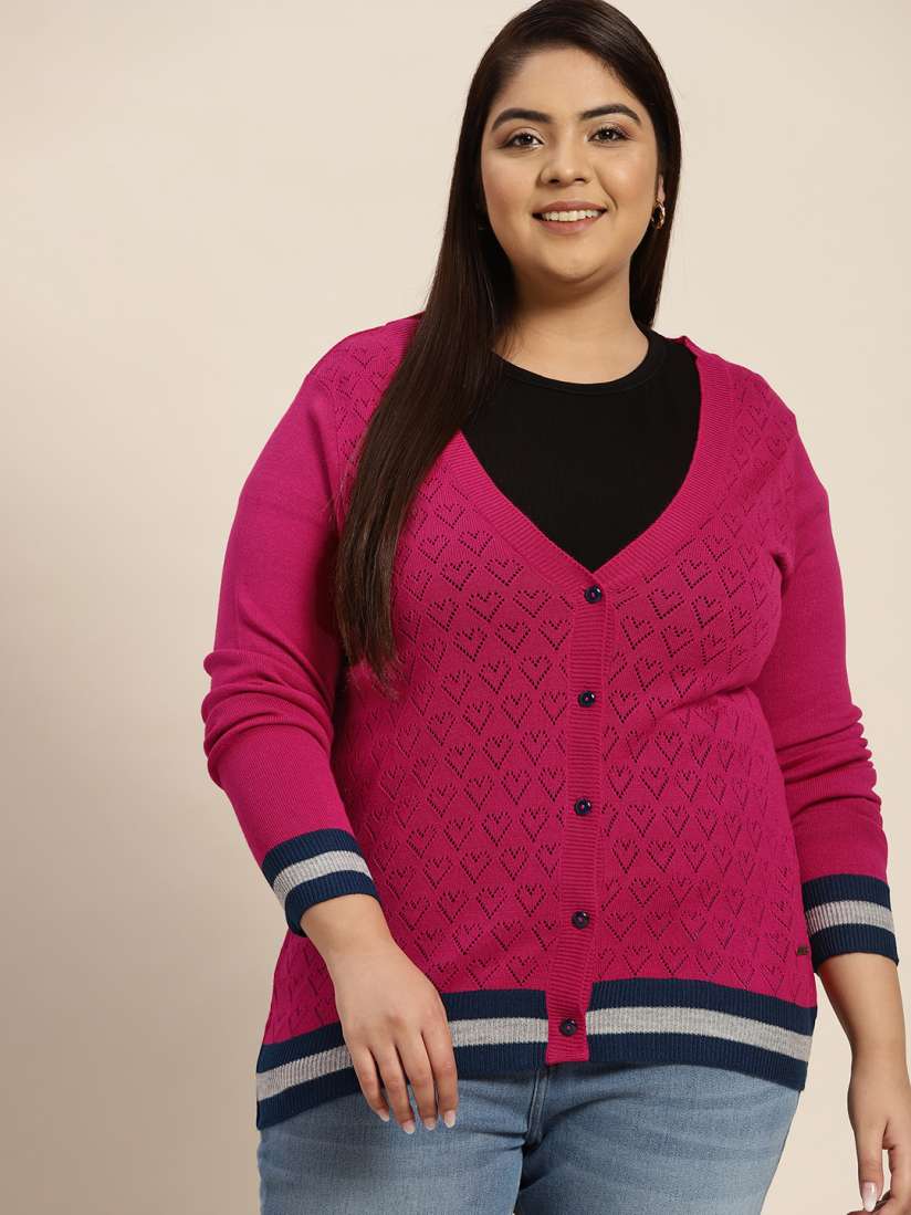 Buy Sztori Women Plus Size Pink Open Knit Acrylic Cardigan Sweaters for Women 18132156 Myntra
