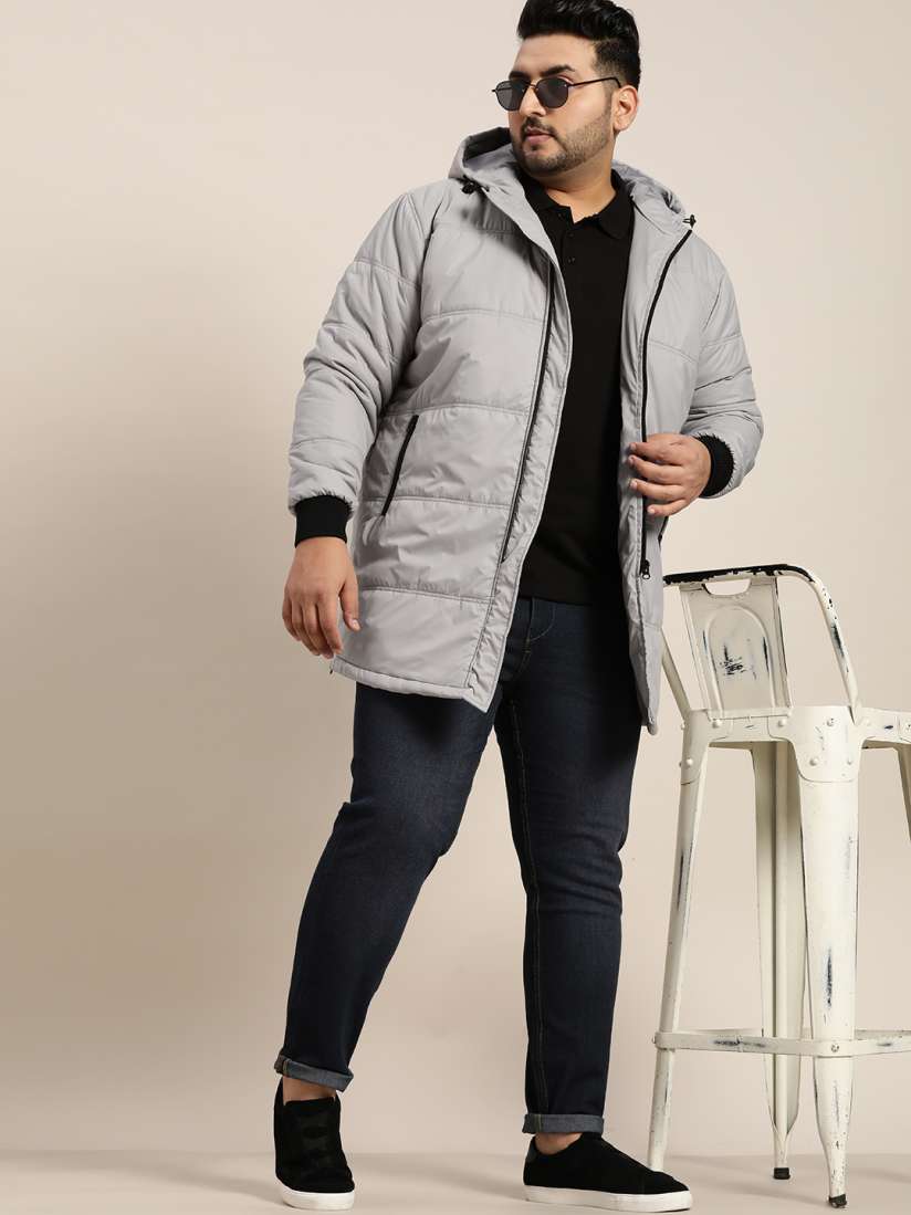 Grey longline puffer jacket on sale