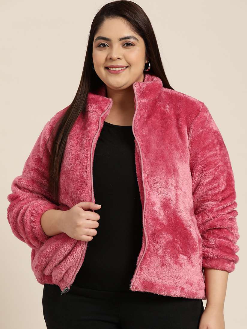 Buy Sztori Women Plus Size Pink Tailored Faux Fur Jacket Jackets for Women 18132238 Myntra