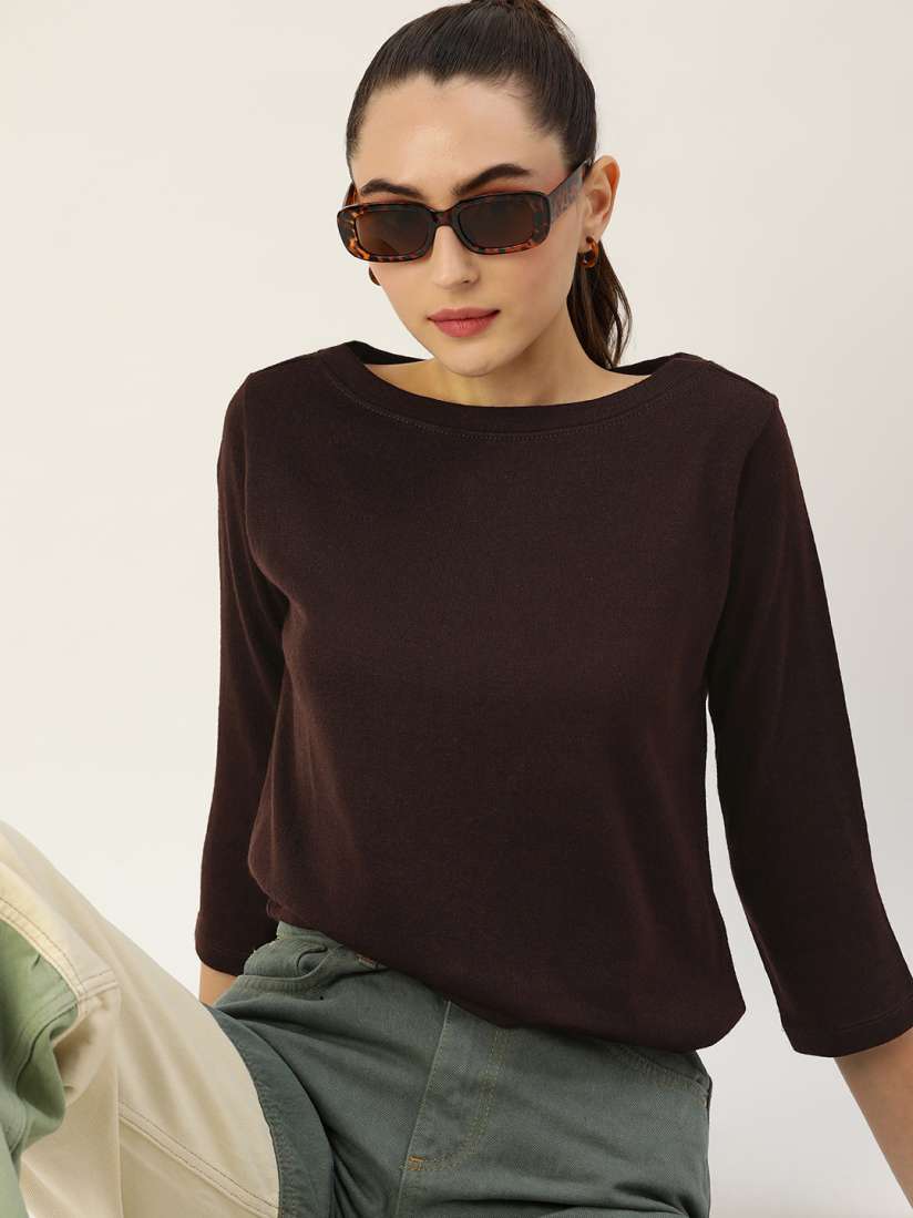 Buy DressBerry Women Brown Solid Pullover Sweaters for Women 18138488 Myntra