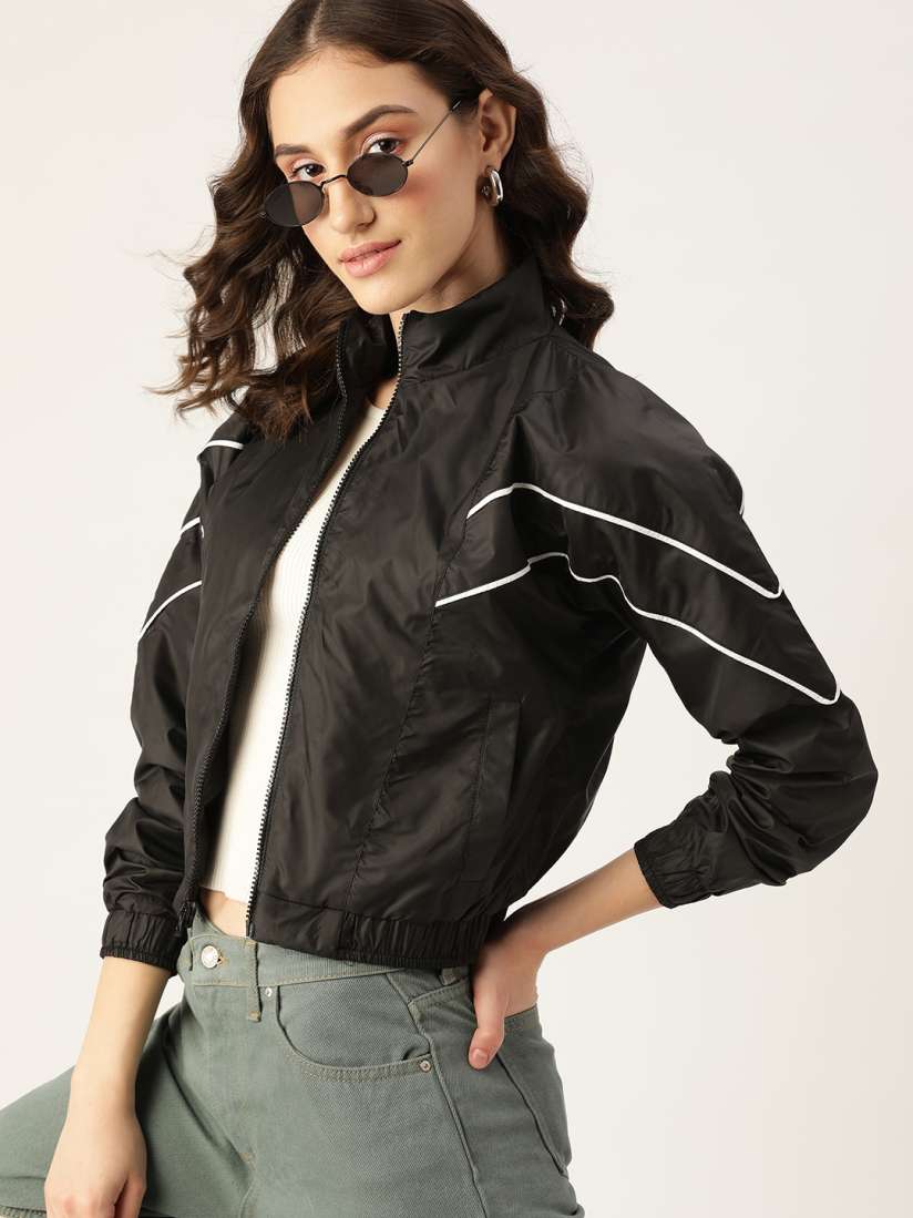 Buy Dressberry Women Black Solid Extended Sleeves Bomber Jacket Jackets for Women 18138678 Myntra