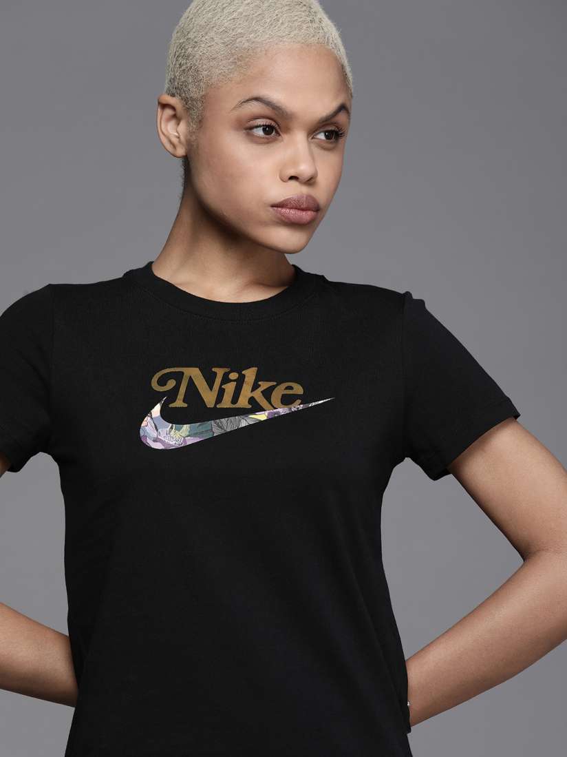 Womens black and gold nike shirt outlet