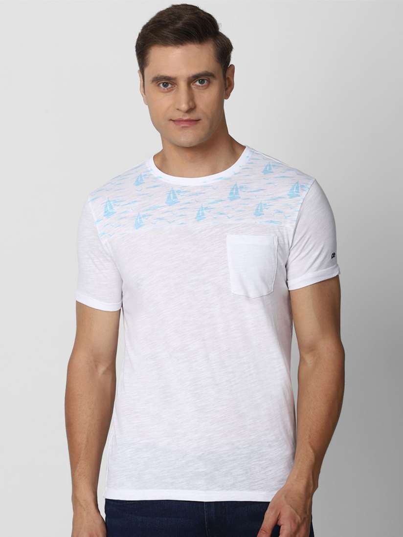 Buy Peter England Casuals Men White Printed Cotton Slim Fit T shirt Tshirts for Men 18142098 Myntra